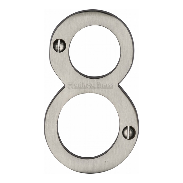 C1560 8-SN • 76mm • Satin Nickel • Heritage Brass Face Fixing Numeral 8
